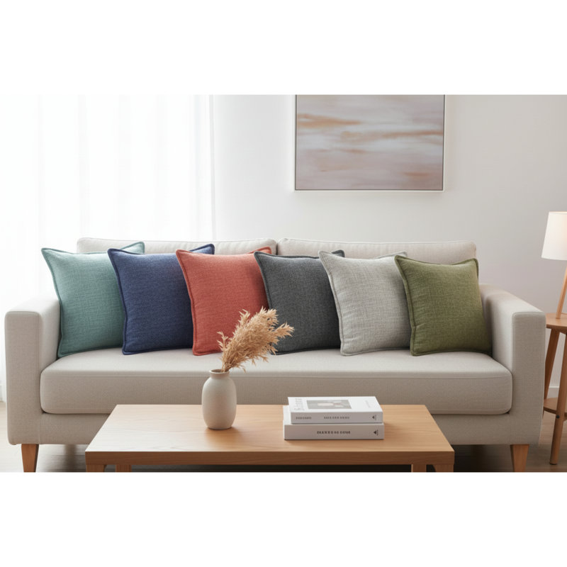 Ensemble de 2 housses de coussin en chenille à texture douce, Bleu, Carré 20 po, Housse de coussin seulement - sans coussin