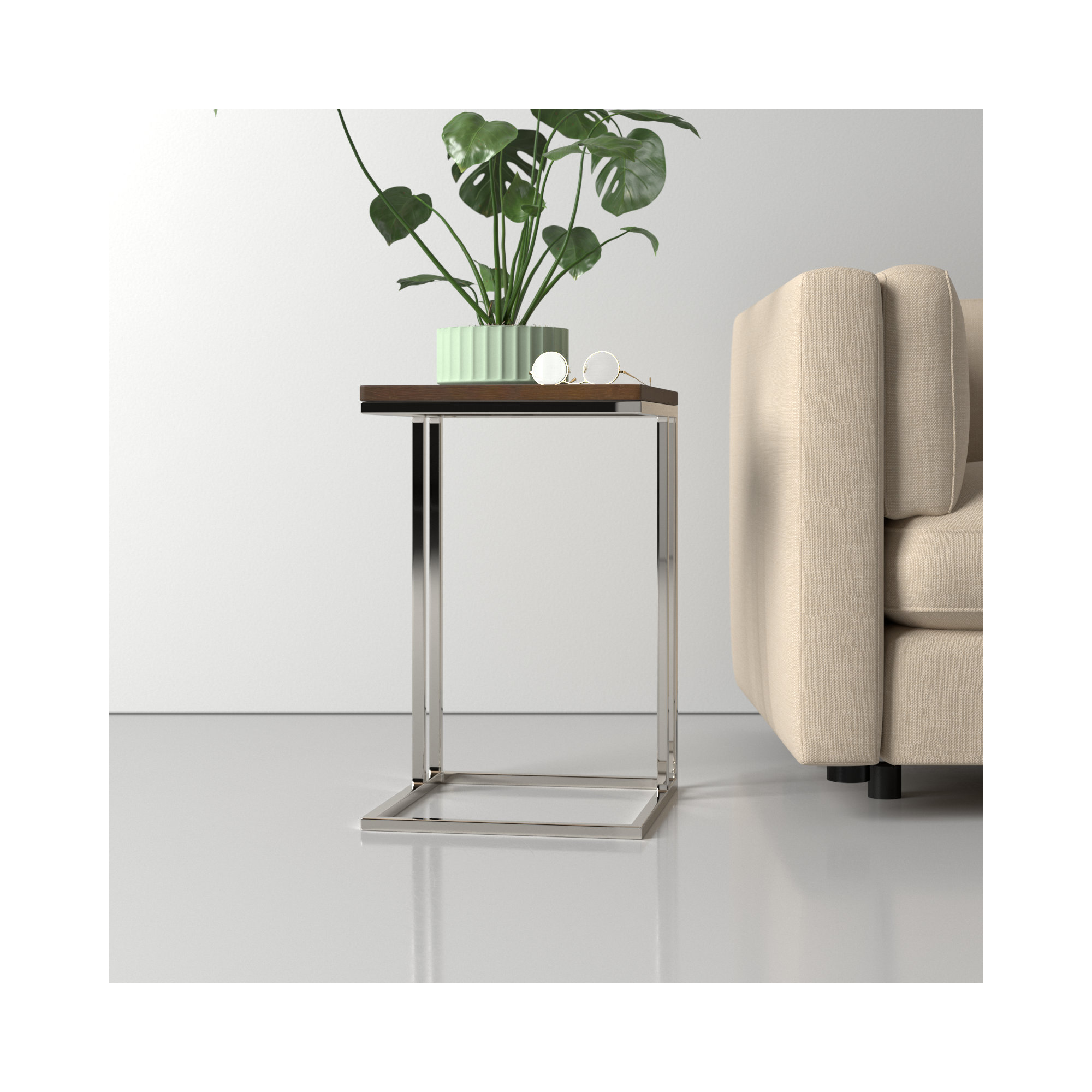 Hampshire End Table, Silver/Espresso