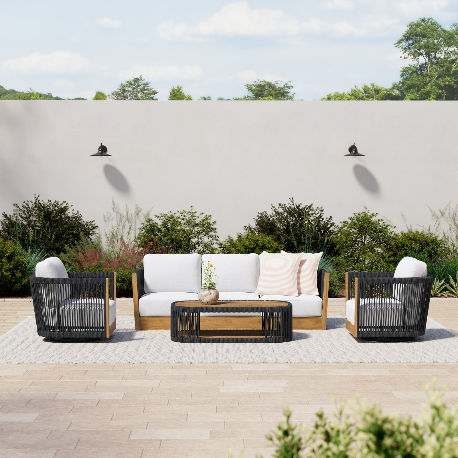 Aniston 4 - Piece Teak Outdoor Sofa Seating Group with Sunbrella® Cushions