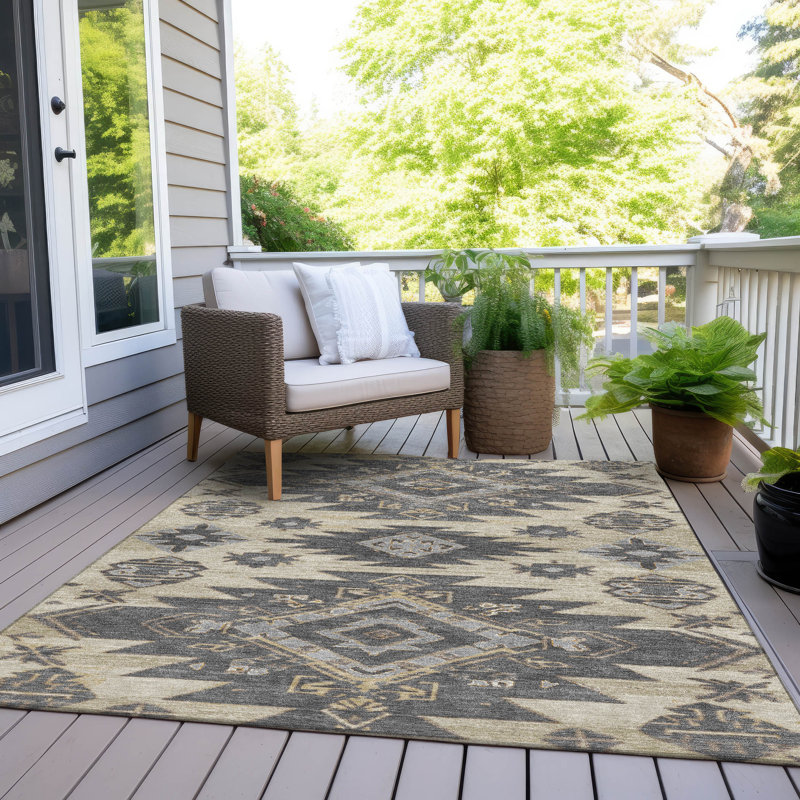 Machine Washable Indoor/Outdoor Xhevrie Beige Rug, Rectangle 10' x 14'