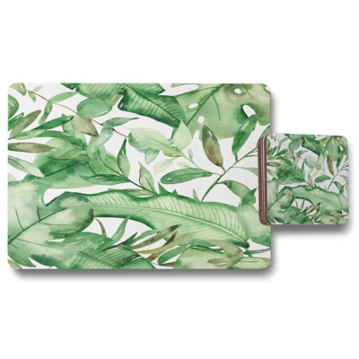 Murran Polyester Coated Hardwood Rectangle Placemat, Coaster