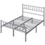 Minimalist Metal Bed Frame with Slatted Headboard-682358409-766174236