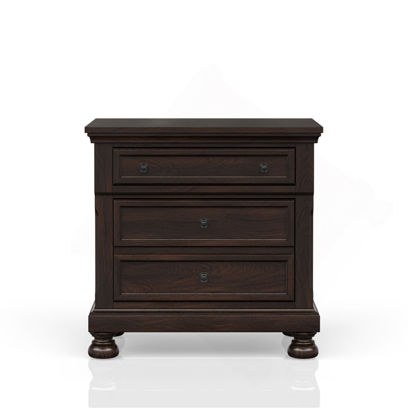 Table de chevet 2 tiroirs cerisier foncé