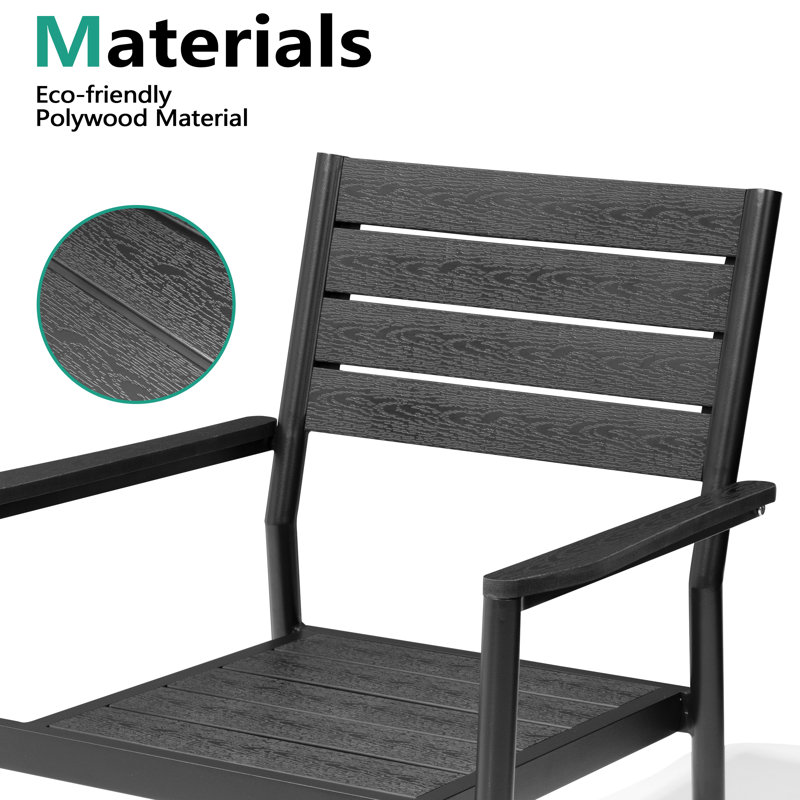 Ensemble de salle à manger pour 8 personnes en aluminium avec trou pour parasol, Noir