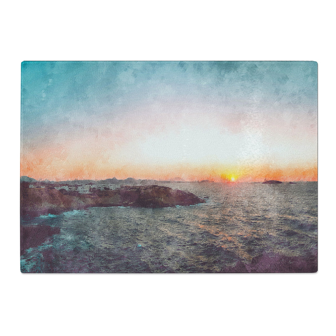 Tempered Glass Sunset in Milos Greece Chopping Board