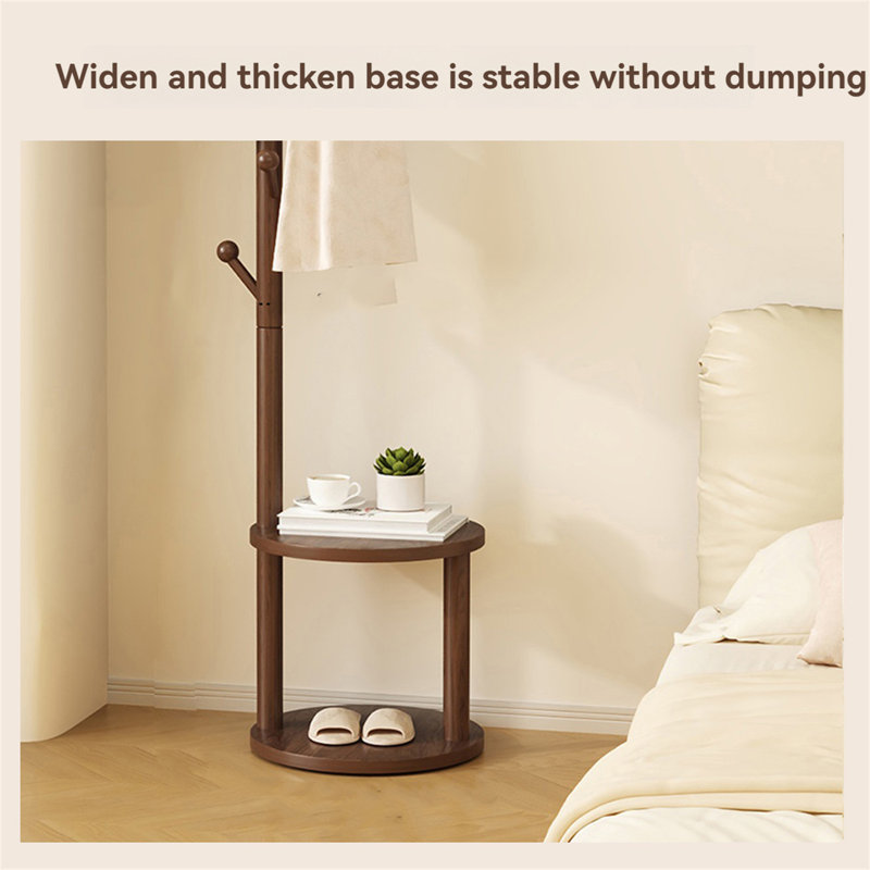 Simplify Solid Wood Clothes And Hat Stand, Brown