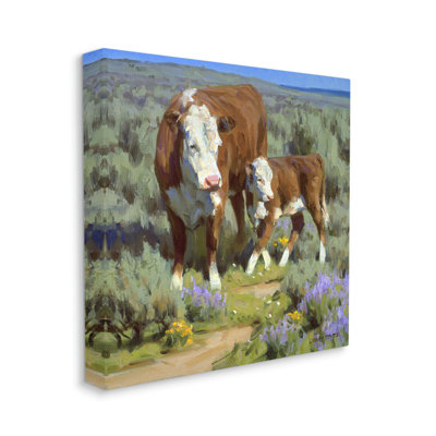 Au-932-Canvas " Cattle In Lush Countryside Pasture " by Jimmy Dyer Painting Print