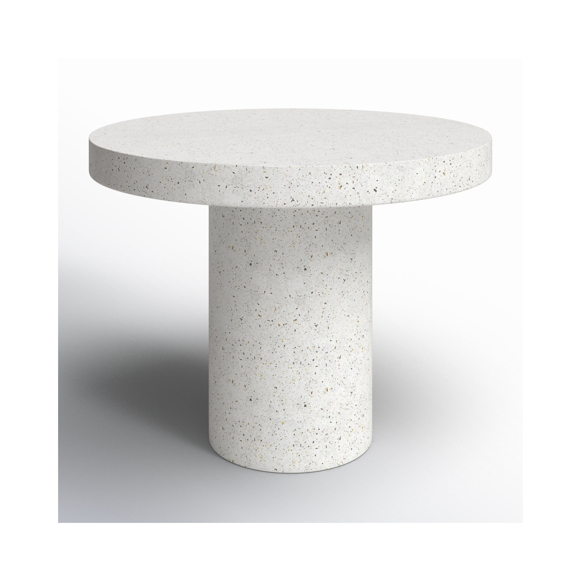 Kareen Concrete Pedestal Dining Table, Bar Table (41.75" Height), 47.25" Round, Ivory Terrazzo