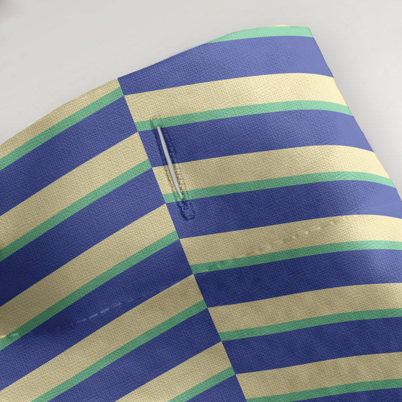Rideau de douche simple à rayures rompues, Bleu / Vert / Jaune
