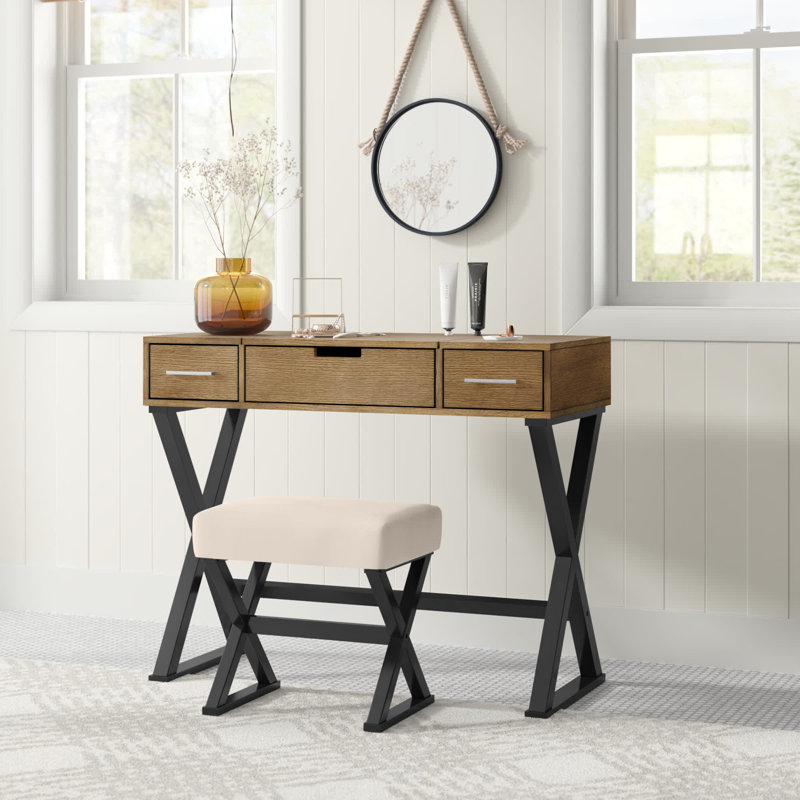 Coiffeuse Barcus avec miroir, Noyer