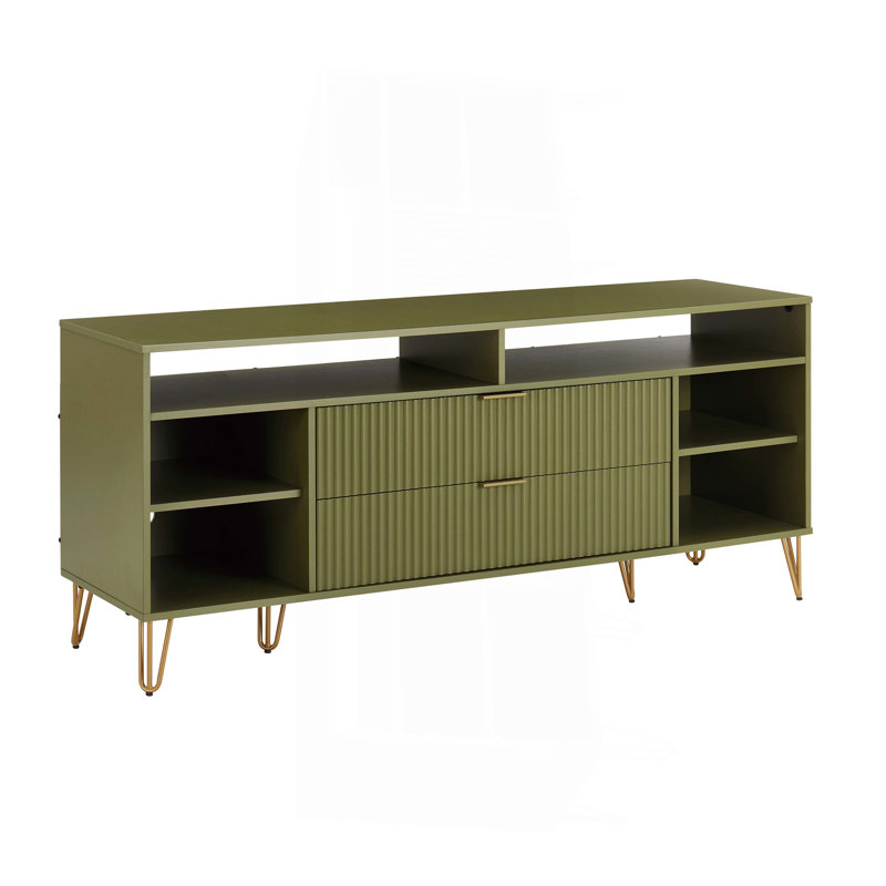 Meuble télé vert olive, H 26,77 po x L 62,99 po x l 17,99 po, Vert olive