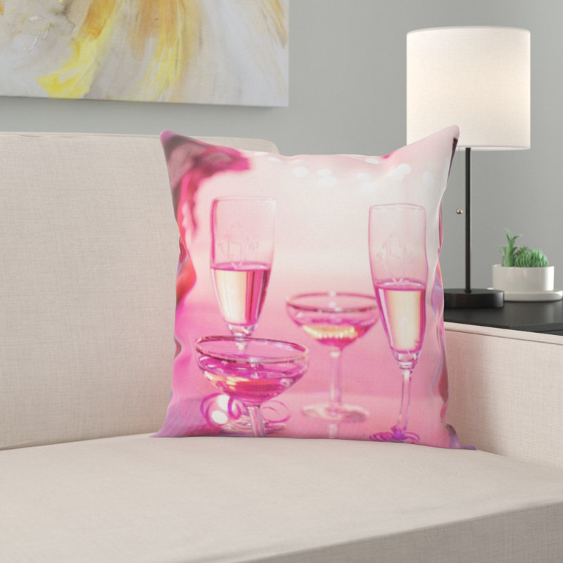 Housse de coussin carré rose et insert