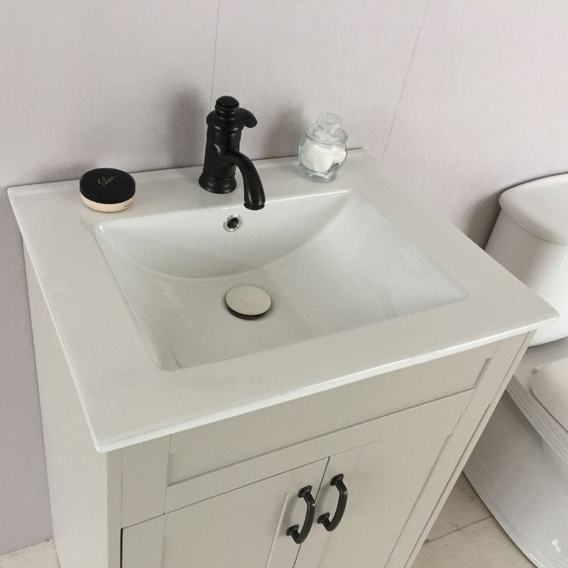 Meuble-lavabo simple 24 po Longo, Gris clair