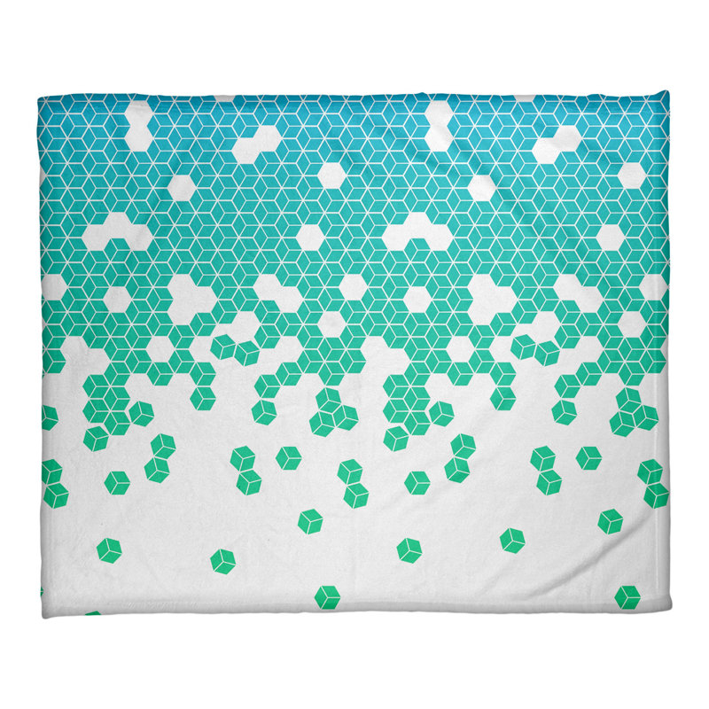 Couverture cubique Katelyn Elizabeth, L 52,5 po x L 62,5 po, Bleu / vert