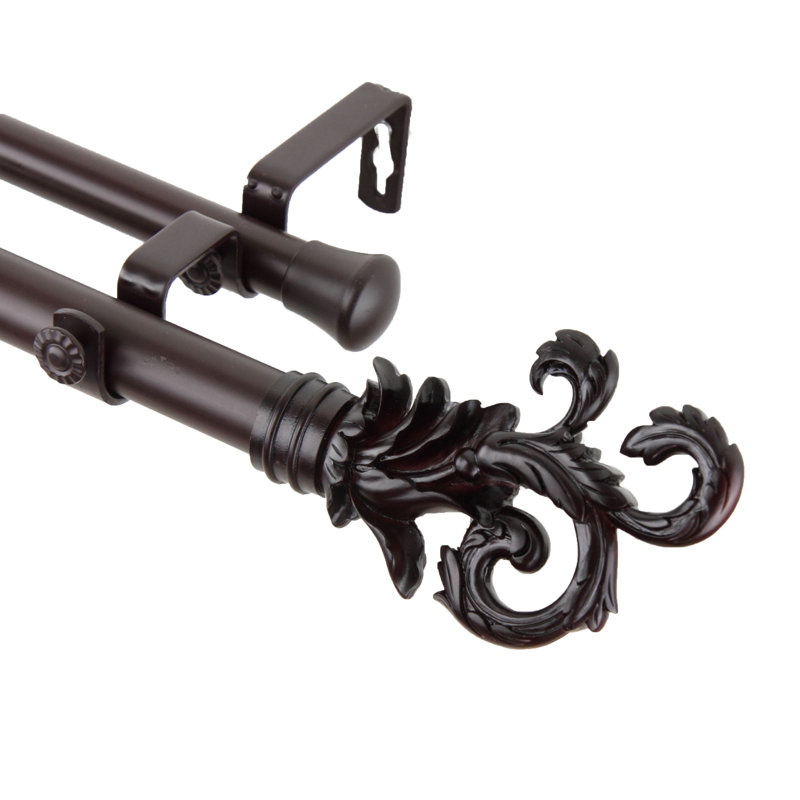 Tringle à rideaux double Mcgahey, Acajou, H 1 po x l 120 po x P 6,75 po