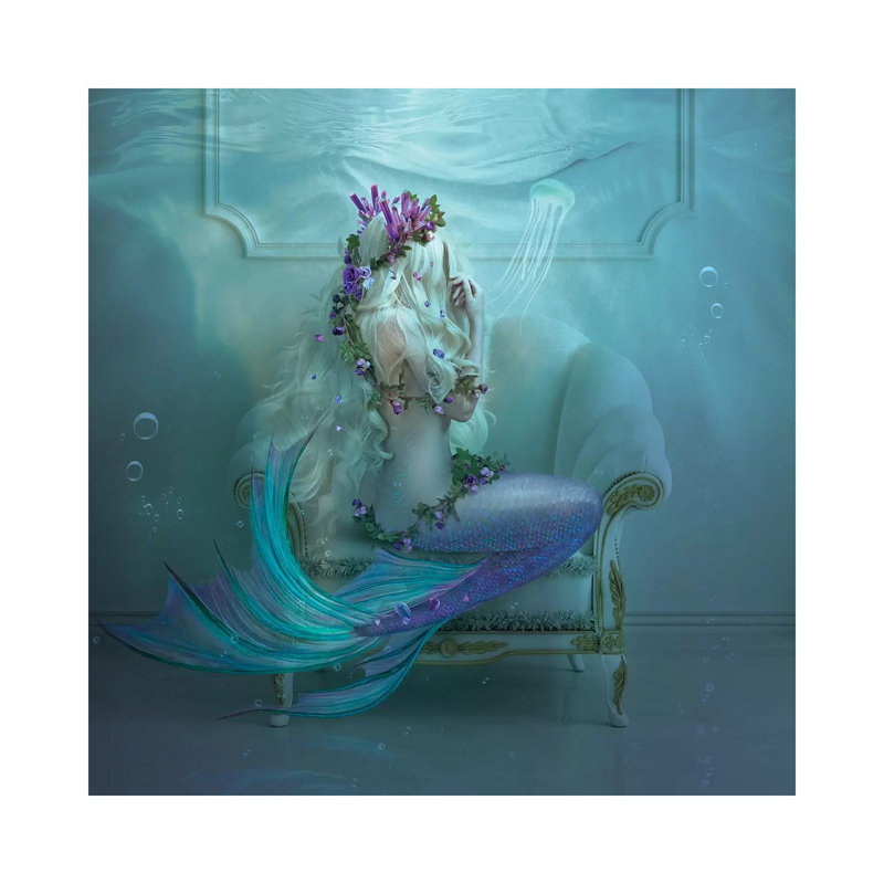«Mermaid Tears» - Impression sur toile tendue, Toile tendue, H 37 po x l 37 po x P 1,5 po
