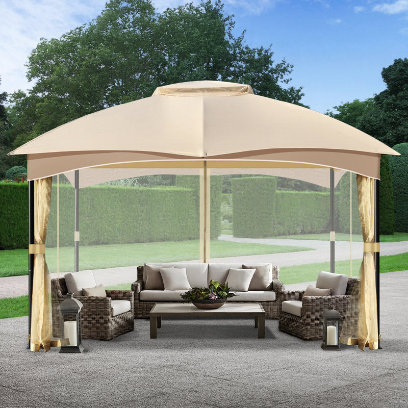 Universal Gazebo Mosquito Netting, Khaki, 210cm H x 487cm W x 365cm D