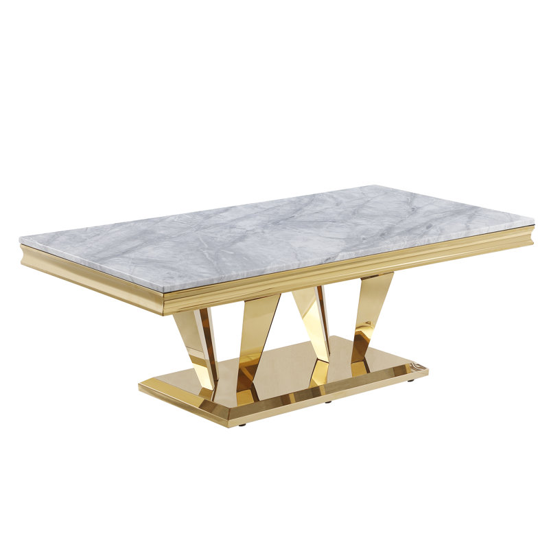Zerriah 51" Marble Top Coffee Table , Gold