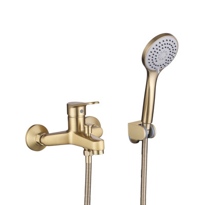 3 Mode Brass Bathtub Shower Faucet System with Handheld Spray - High Flow 2-in-1 Wall Mount