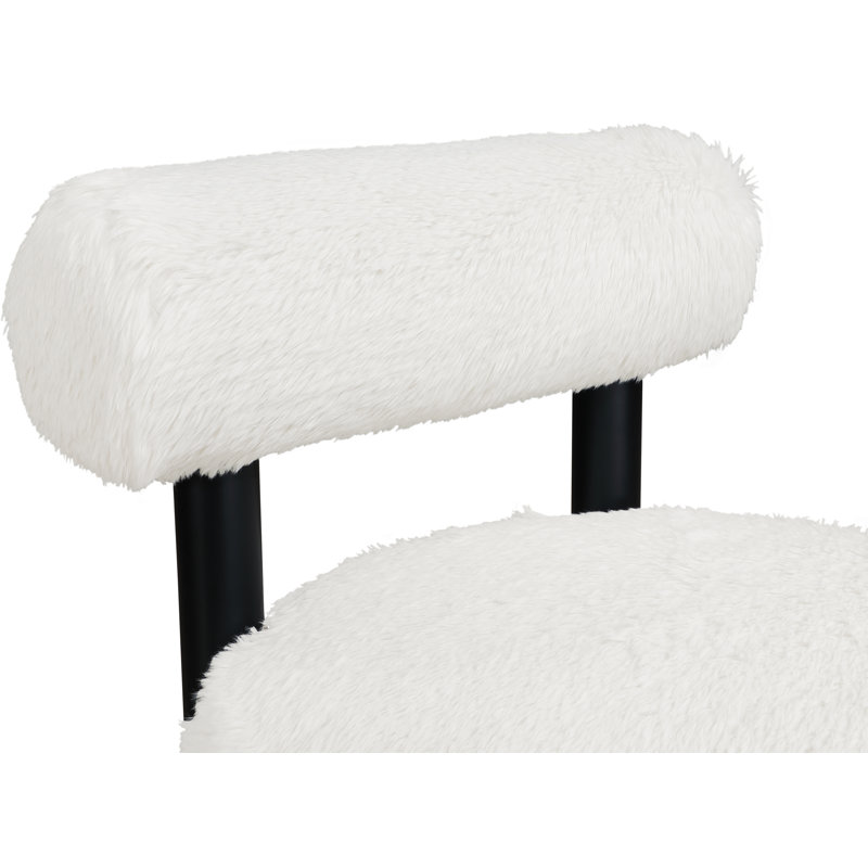 Fauteuil d'appoint rembourré Ambre, Tissu crème en peau de vache crème, Noir, noir, noir, noir