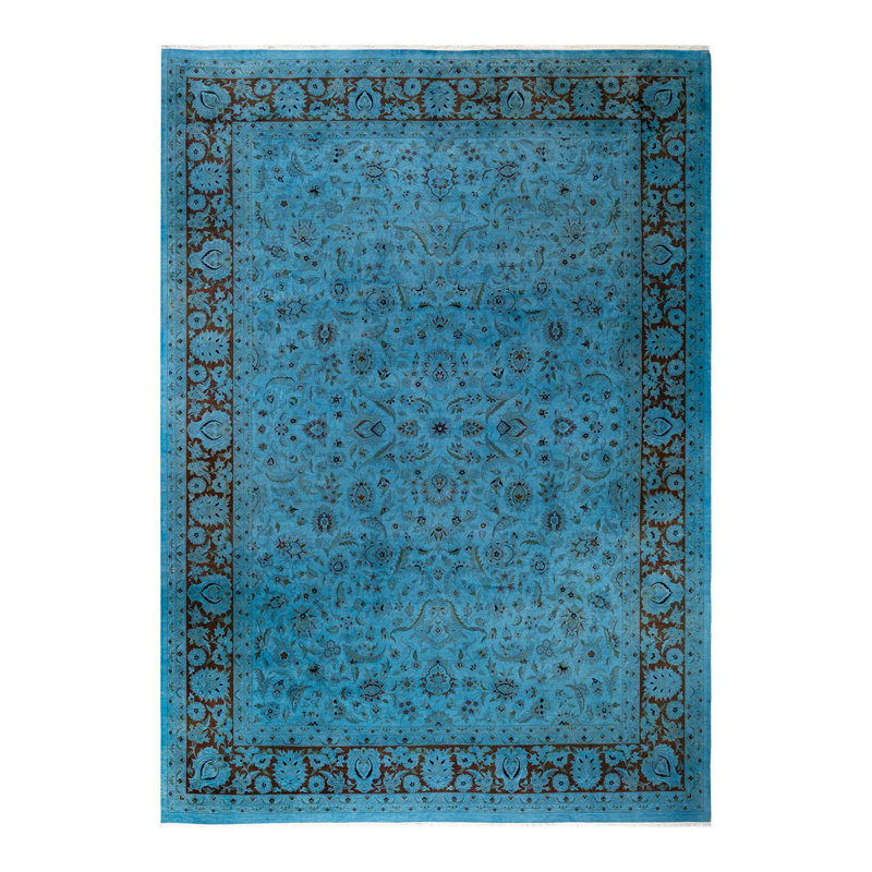 Tapis bleu unique de 10 pi 3 po x 14 pi 3 po Yakina