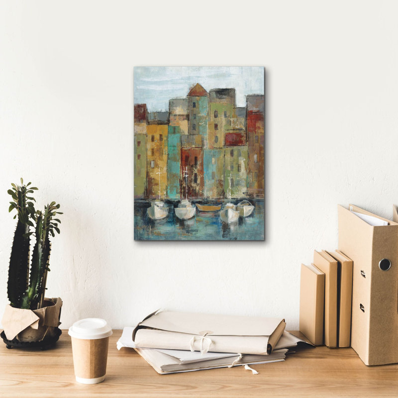 Art mural sur toile  «Old Town Port 1» par Silvia Vassileva, H 16 po x l 12 po