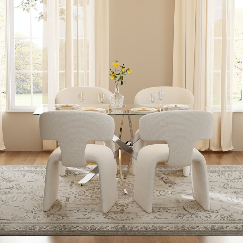 Ensemble de salle à manger Hoggan, 5 Pieces: Table, 4 Chairs, 29.5" H x 63" W x 31.5" D, Silver