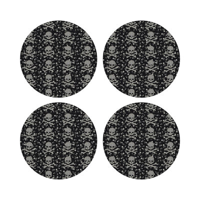 Crossbones Small Vegan Leather Round Pebble Placemat