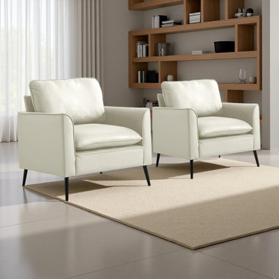 Cat Paw Leather Upholstered Sofa 2PC,Nordic Retro Light Luxury Living Room Balcony Bedroom Single Casual Sofa Chair