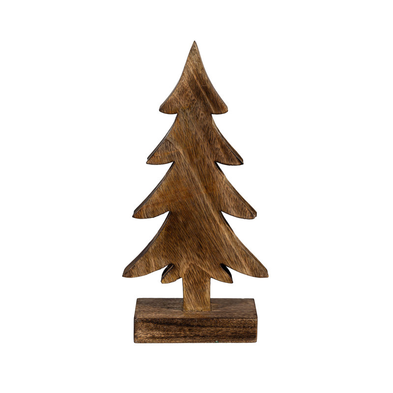 Décoration de table arbre de Noël en bois avec embellissements, 12,25 po H