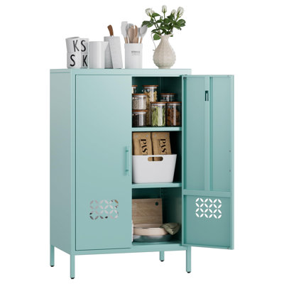 42" H Metal Pantry Cabinet, Kitchen Pantry Storage Cabinets With 2 Shelves, For Home Office Bathroom, Required Assembly by August Grove