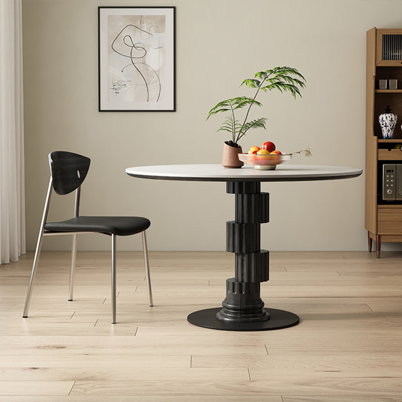 Table de salle à manger blanche, H 29,53 po x L 31,5 po x l 31,5 po, Noir / blanc