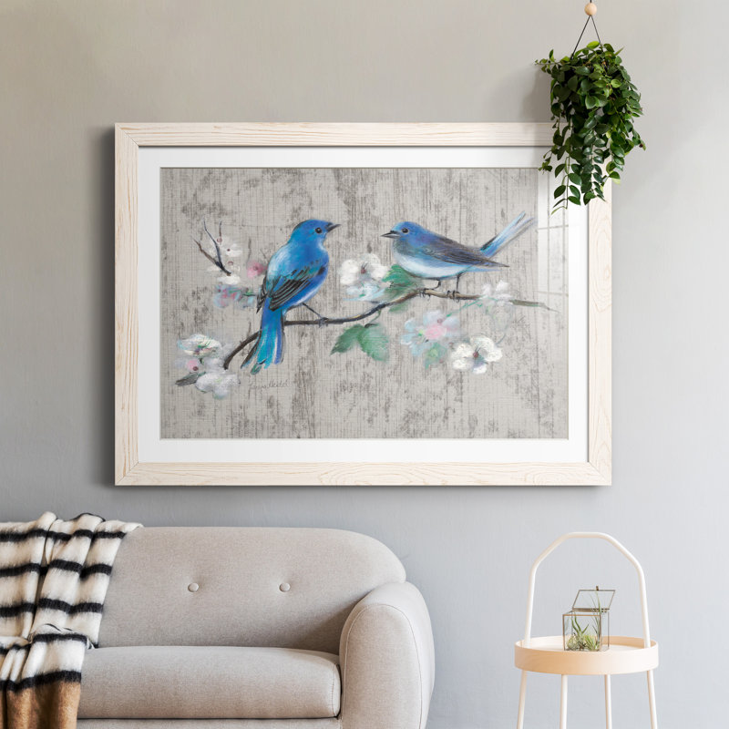 Chant du printemps II - peinture encadrée, Papier avec cadre blanc, H 31,5 po x l 23,5 po x P 1,5 po