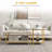 Coffee Tables Set Of 2, 2-Rier Rectangle And Round Coffee Table With Storage Shelves, Faux Marble Top And Steel Frame, Sofa Side Table For Living Room, White