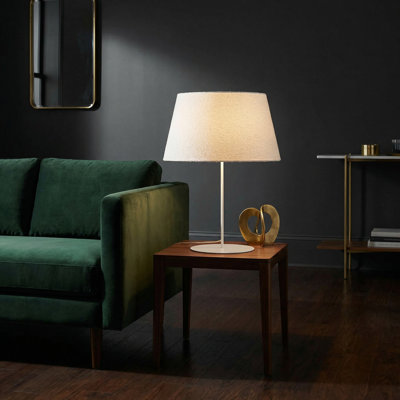 Lampe de table 1 lumière Kenilworth - blanc mat - abat-jour blanc