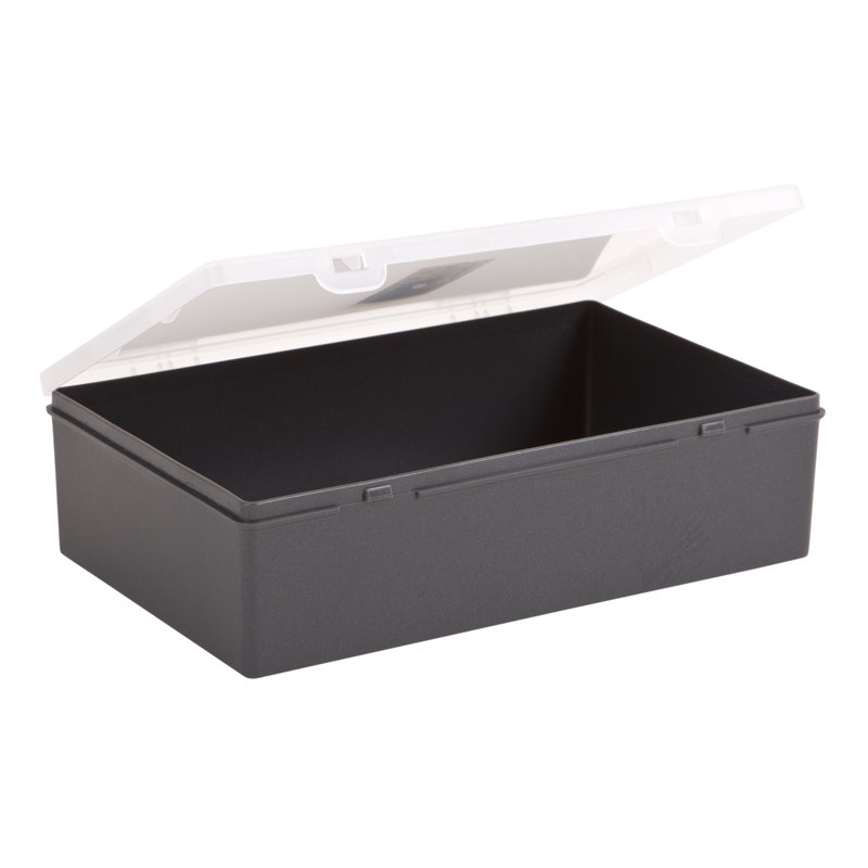 Wham 29cm Plastic Organiser Box Deep Graphite Pack of 2, Graphite