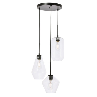 Vandyke 3-Light Cluster Geometric and Cylinder Pendant 