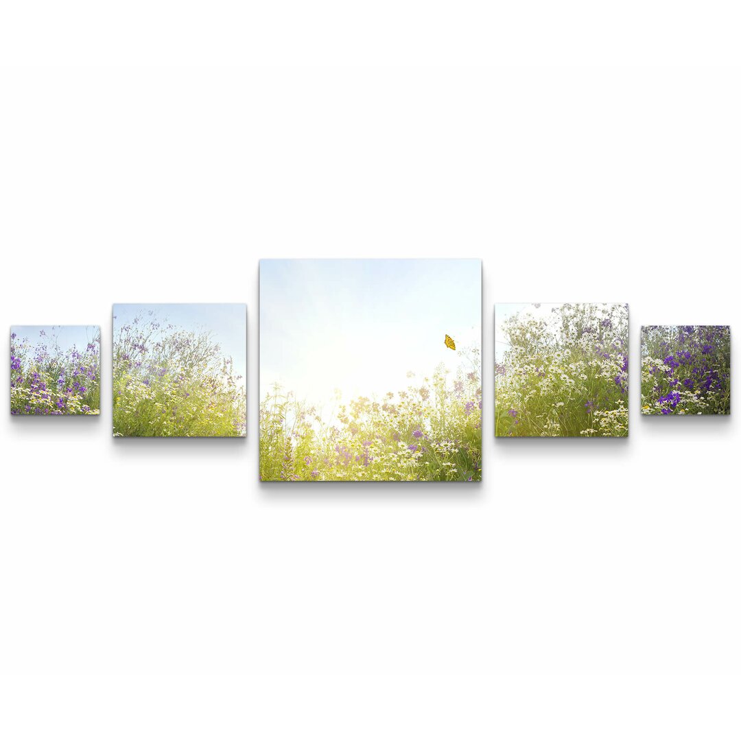 5-tlg. Leinwandbilder-Set Sommerliche Blumenwiese