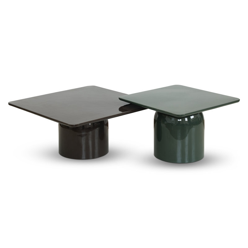 Ensemble de 2 tables basses gigognes Tommie, Deep Umber Brown, Obsidian Green