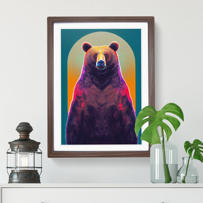 Tall Bear - Single Picture Frame Print, 64cm H x 46cm W x 2cm D, Walnut Framed