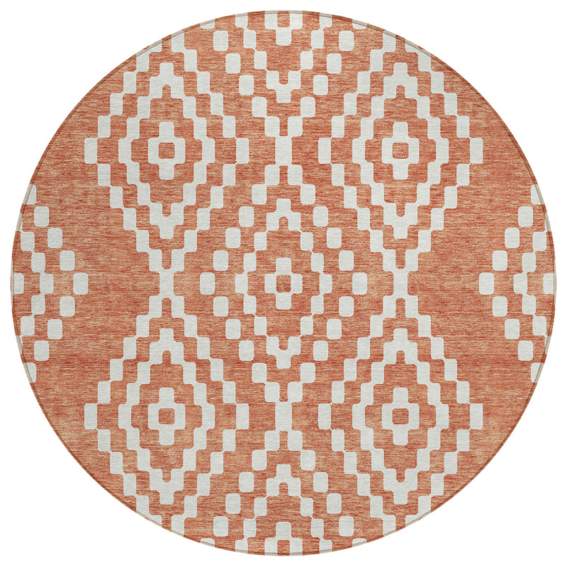 Malek Indoor/Outdoor Area Rug with Non-Slip Backing, Round 8'
