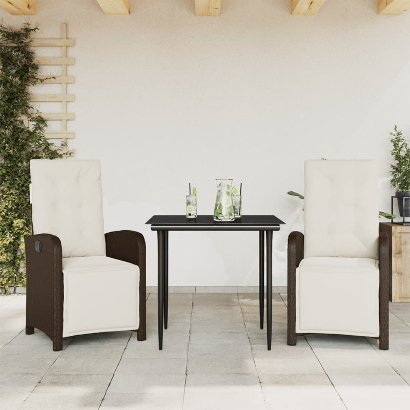 Ensemble bistro avec coussins Edwinn, H 29,1 po x l 31,5 po x P 31,5 po, Brun, 2