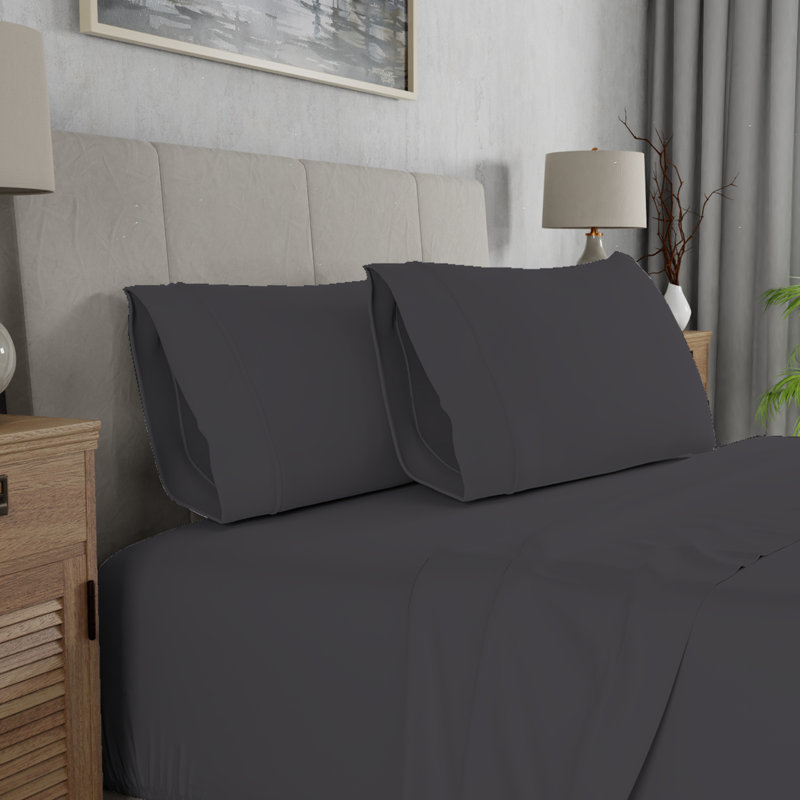 Taies d'oreiller 100% coton ultra doux et soyeux 300TC, Standard, Anthracite