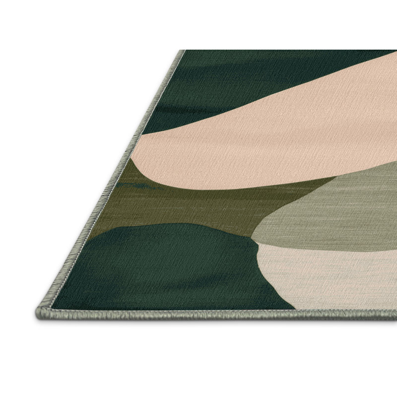 Tapis vert aquarelle lavable à la machine, Tapis de couloir 2 pi x 5 pi
