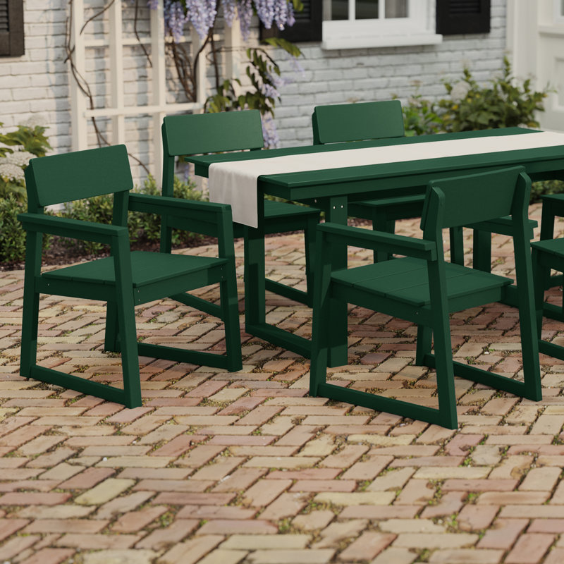 Chaise de salle à manger d'extérieur avec accoudoirs (ensemble de 2), Vert