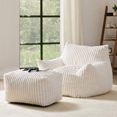 Bean Bag Chair with Ottoman , Comfy Memory Foam Large Lazy Sofa by Trule