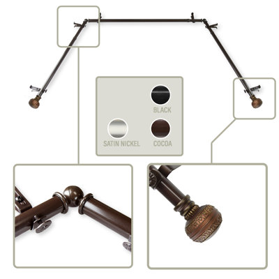 Tringle à rideau simple à baie vitrée ajustable de 38 à 72 po Kari