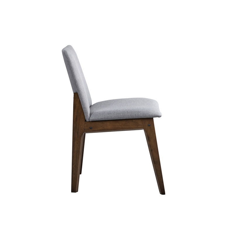 2 chaises d'appoint en tissu gris avec finition noyer - style scandinave moderne pour un espace accueillant avec des pieds confortables