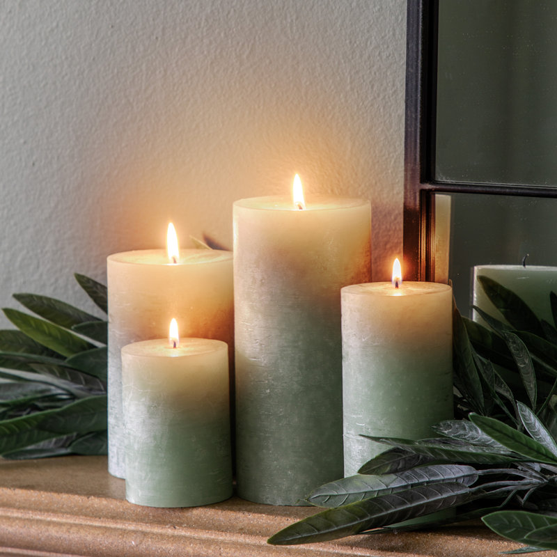 Unscented Pillar Candle, 14cm H x 9cm W x 9cm D, Sage