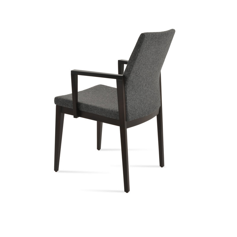 Pasha Wood Arm Chair, Dark Gray Wool, Wenge